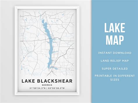 Printable Map Of Lake Blackshear Georgia United States Etsy