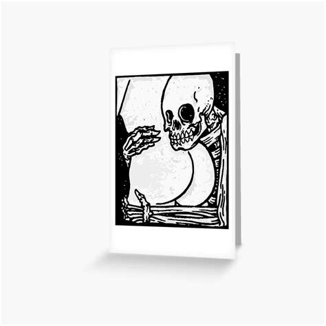 Skeleton Skull Funny Grabbing Ass Butt Tattoo Style Greeting Card By