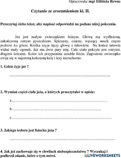 Czytanie Ze Zrozumieniem 18 03 2021 Worksheet In 2023 Polish Language