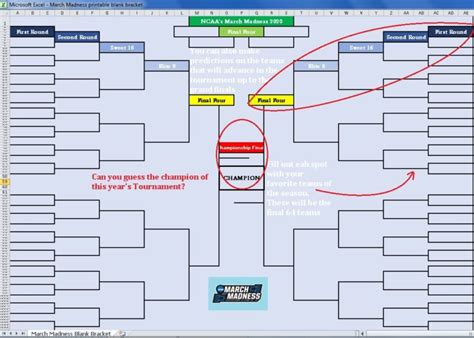 Blank March Madness Bracket For 2020 Ncaa Mens Basketball Tournament