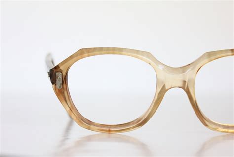 Vintage 1960 S Angular Honey Eyeglass Frames
