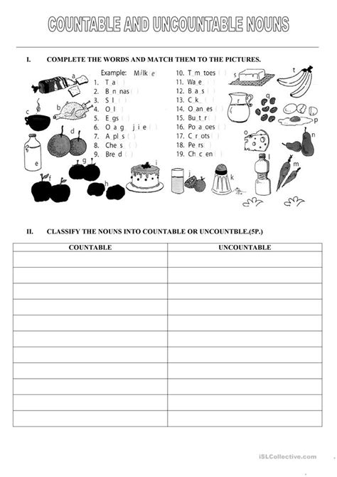 44 Free Esl Countable And Uncountable Nouns Worksheets