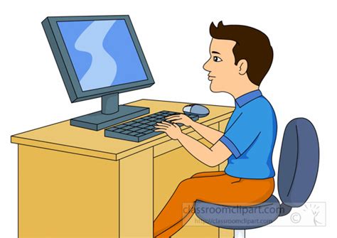 Computers Clipart Teenage Male Student In Computer Class Clipart