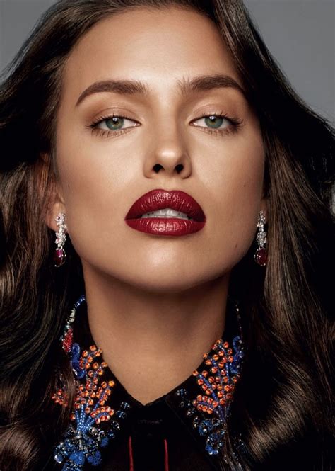 Irina Shayk Wears Glossy Dark Red Lip Shade For Glamour Russia Magazine October 2016 Irina Shayk