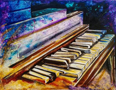 Old Piano Painting By Brien Hockman Pixels