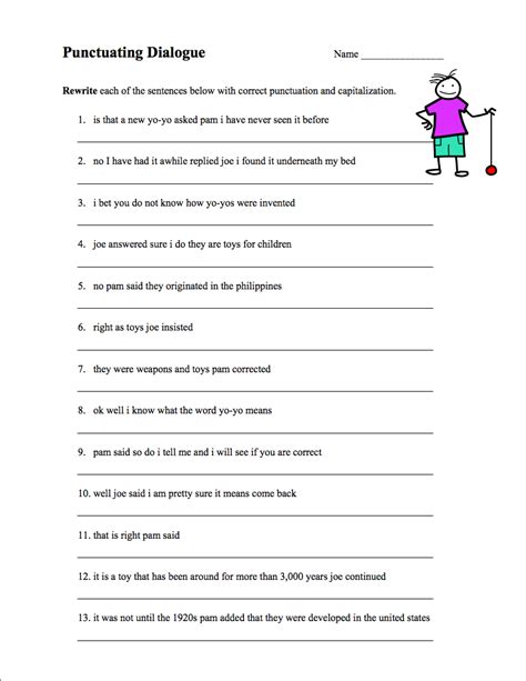 Punctuating Dialogue Worksheet For 3rd 8th Grade Lesson Planet