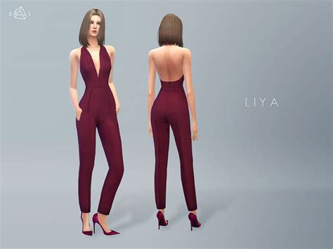 Silk V Neck Jumpsuit Liya The Sims 4 Catalog