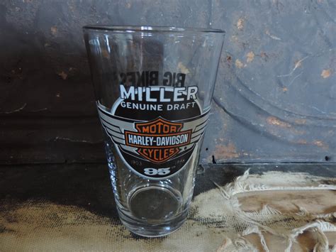 Harley Davidson Miller Genuine Draft Beer Glass Yrs Etsy