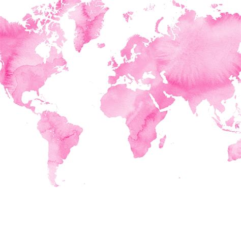 Pink World Map Watercolor Download Girls Room Decor Baby Etsy