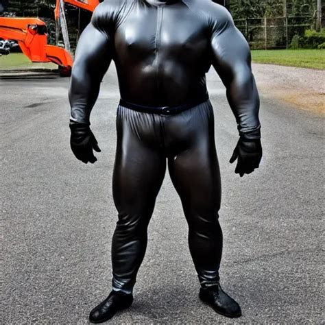 a muscle man in full rubber suit arthub ai