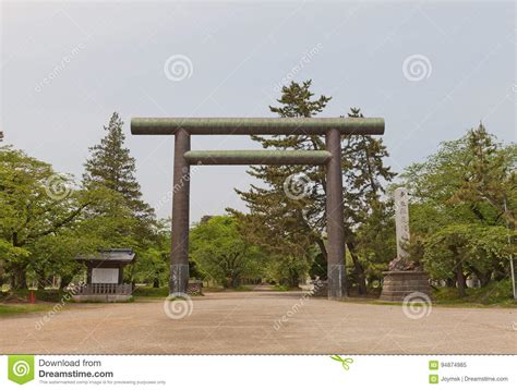 Torii Gate Of Gokoku Shinto Shrine In Hirosaki Japan Stock Image
