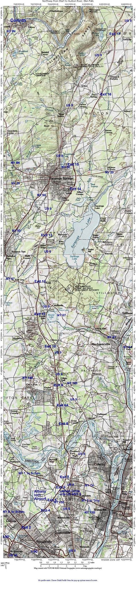 Interstate 87 The Adirondack Northway Road Map 1 From Albany