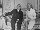 French President Georges Pompidou and his wife Claude sitting on an ...