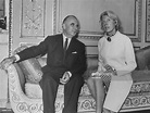 French President Georges Pompidou and his wife Claude sitting on an ...