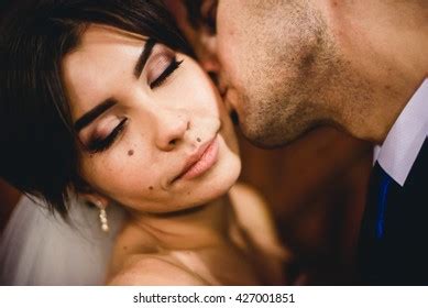 Beautiful Luxury Kissing Newlyweds Portrait Stock Photo Shutterstock
