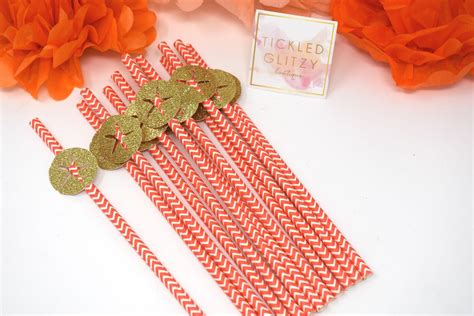 Coral Party Decorations Coral Straws Coral Bridal Shower Decorations