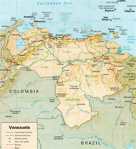 Venezuela Map Large Political Map Of Venezuela With Relief Roads And