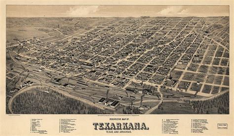 Old Map Texarkana 1888 Painting By Motionage Designs Fine Art America