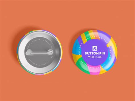 Premium Psd Glossy Circle Button Pin Mockup Psd