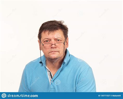 Portrait Of A Man With Glasses On A White Background Stock Image Image Of Male Beautiful