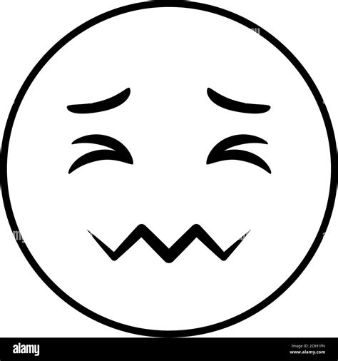 Angry Emoji Face Line Style Icon Vector Illustration Design Stock