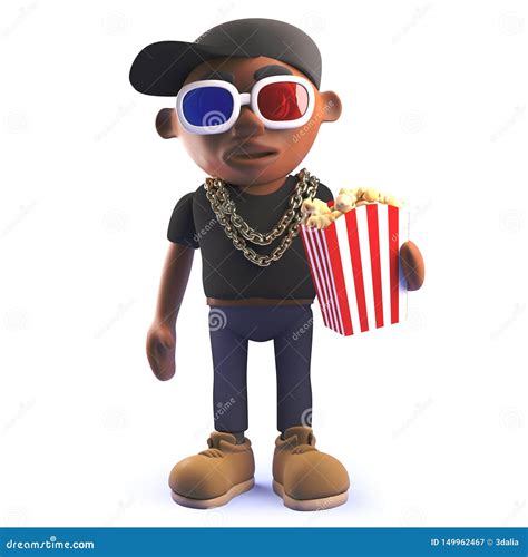 Black Hip Hop Rapper Cartoon Character In 3d Wearing 3d Glasses And
