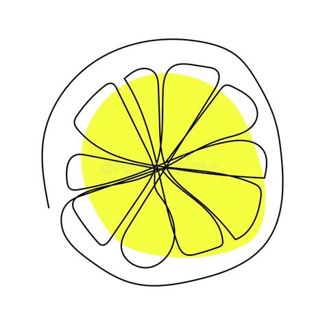 Lemon Slice Continuous One Line Drawing Stock Vector Illustration