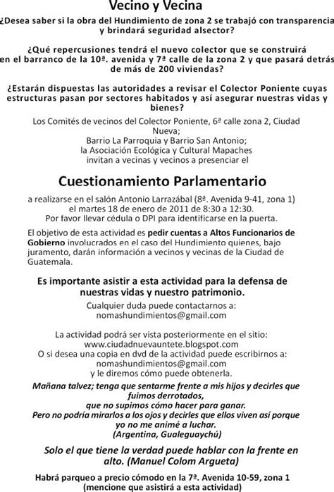 Ciudad Nueva Zona 2 Guatemala A 236 Días Del Hundimiento Invitación A