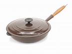 Lot - Le Creuset Cast Iron Enamel Wood Handle Frying Pan