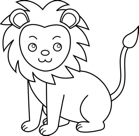 Cute Lion Line Art Free Clip Art