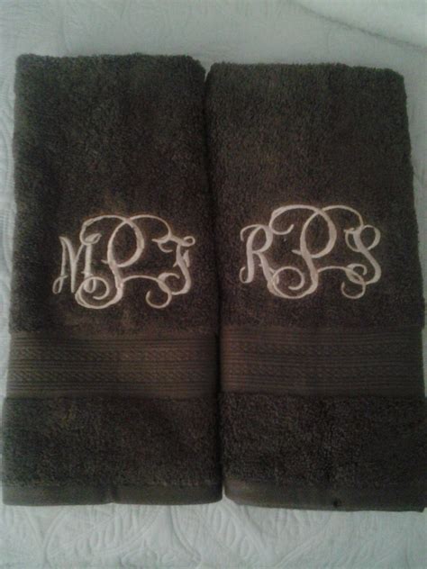 Brown Towels Monogrammed With Beige Intertwine Font Machine Embroidery