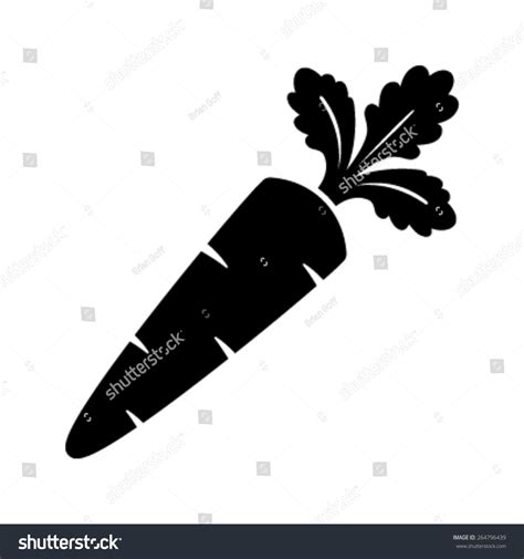 Cartoon Carrot Vegetable Black Silhouette Vector Stock