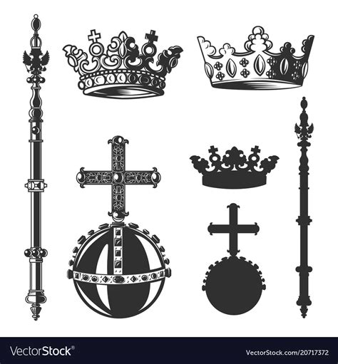 Heraldic Symbols Monarch Set Royalty Free Vector Image