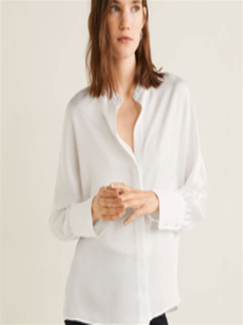 Buy Mango Women White Regular Fit Solid Casual Shirt Shirts For Women