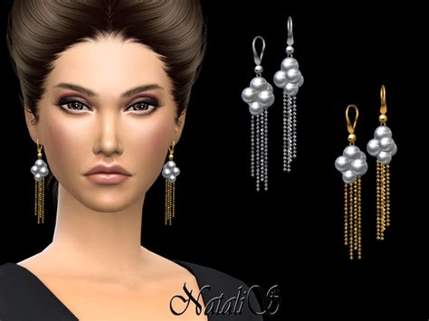 Pearl And Chain Drop Earrings By Natalis At Tsr Sims 4 Updates