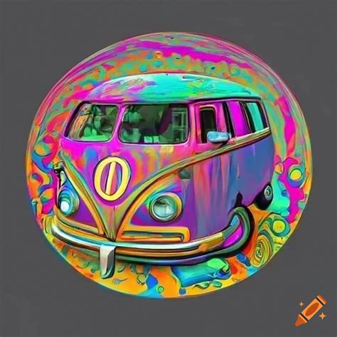 Vibrant Psychedelic Vw Bus In A Circle On Craiyon