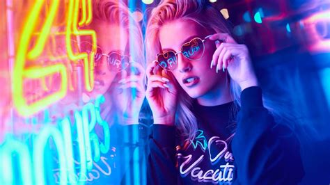 desktop wallpaper party lights girl model blonde sunglasses hd image picture background