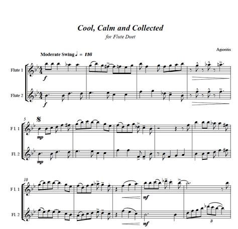 Cool Calm And Collected For Flute Duet Sheet Music Marketplace