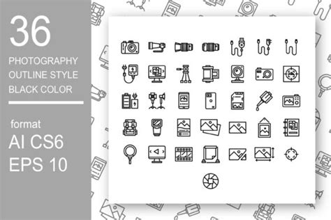 Photography Icon Pack In Outline Style Graphic By Verry Studio