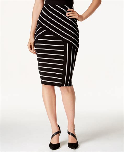Lyst Vince Camuto Mixed Striped Pencil Skirt In Black