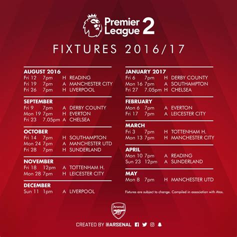 Arsenal Under 23s Fixtures Announced News