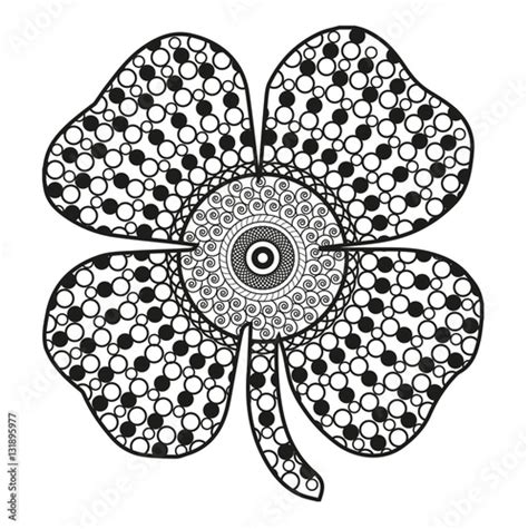 Vector Illustration Of A Four Leaf Clover Mandala Quadrifoglio