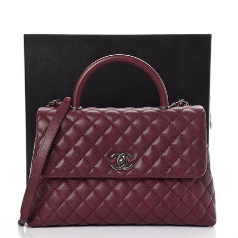 Chanel Caviar Quilted Medium Coco Handle Flap Burgundy 290871