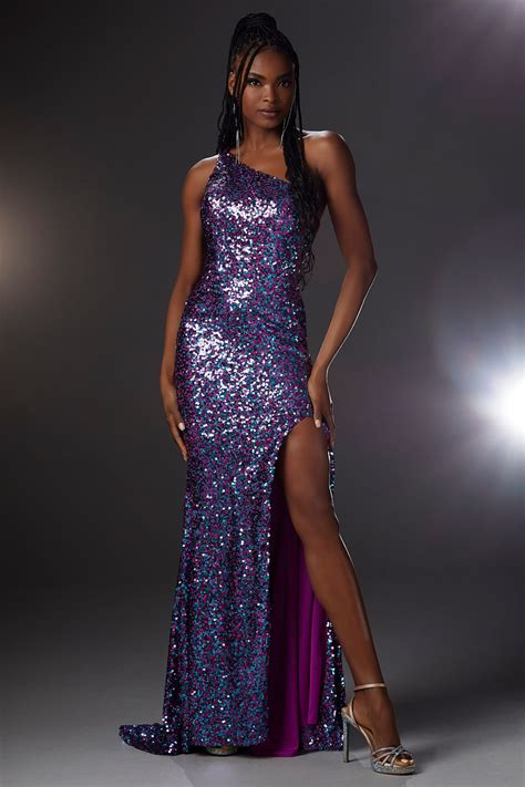 One Shoulder Sequin Prom Dress Morilee 47047