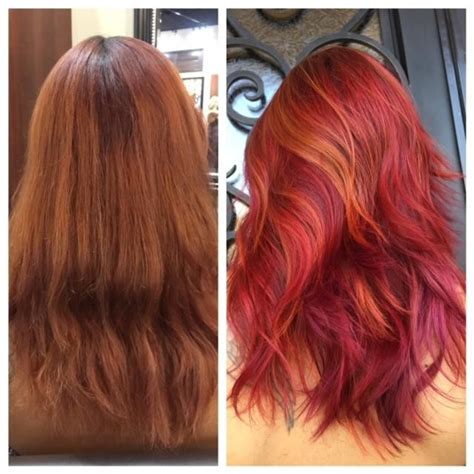 Transformation Faded To Sangria Red Hair Formulas Red Brown Hair