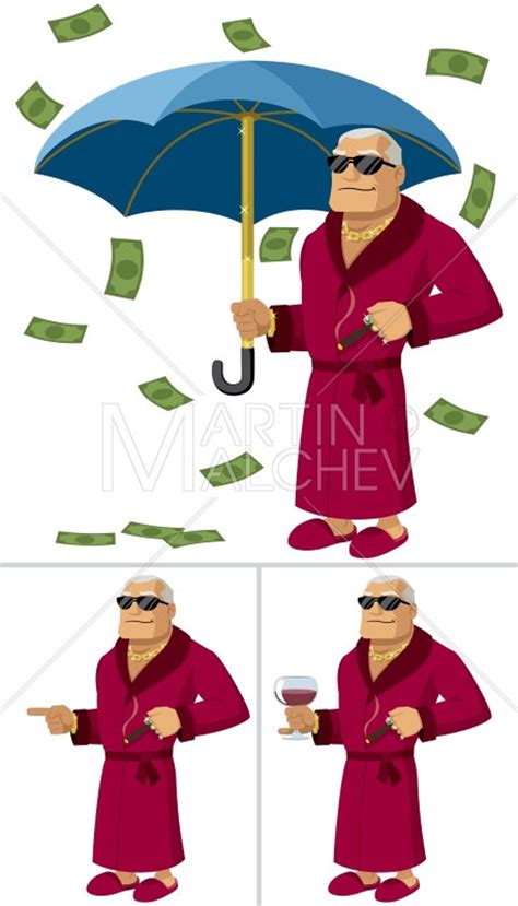 Buy Rich Man Vector Cartoon Illustration Wealthy Successful