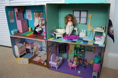 Pink And Green Mama Diy Barbie Cardboard Box House