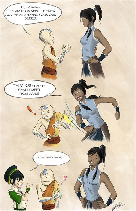 Aang Meets Korra By Synclairek On Deviantart