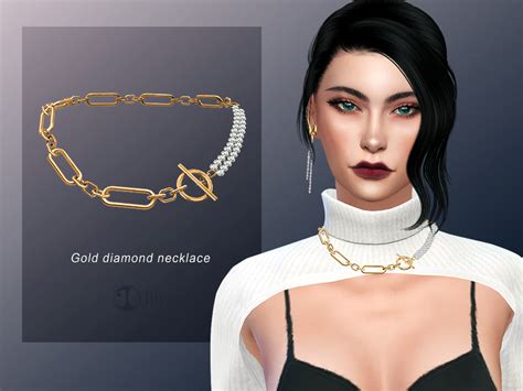 The Sims Resource Jius Gold Diamond Necklace 01