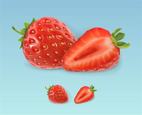 Realistic Fresh Strawberry With Leaves 1130719 Vector Art At Vecteezy